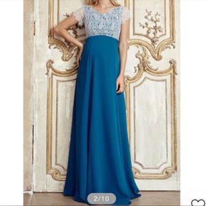 Tiffany Rose Maternity Maxi dress - blue/white